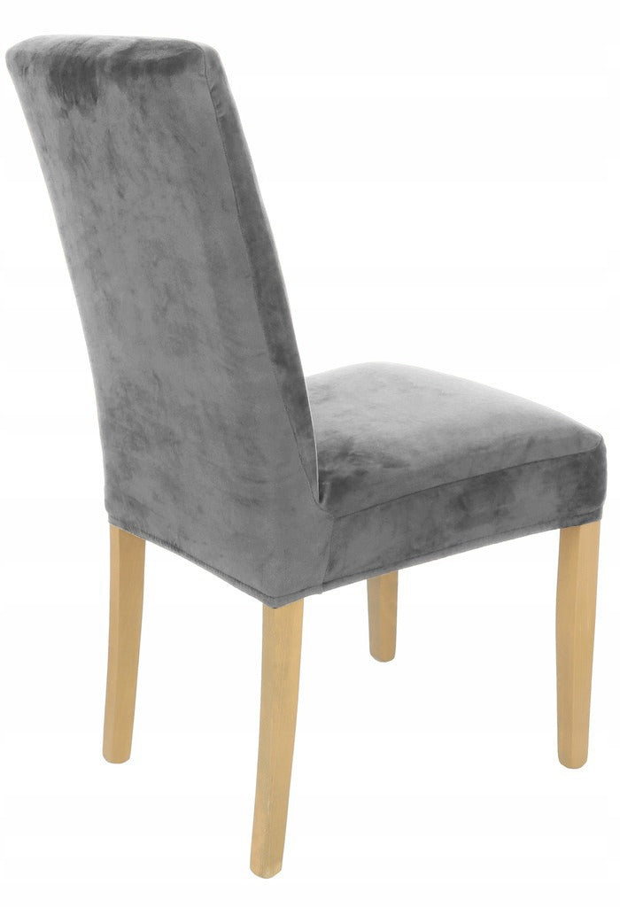 Pokrowiec krzesło welur plusz szary elastyczny